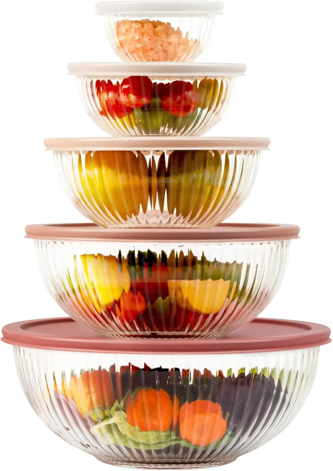 Kitchen Glass Baking Set - أطقم أوعية زجاجية للخلط مع أغطية،