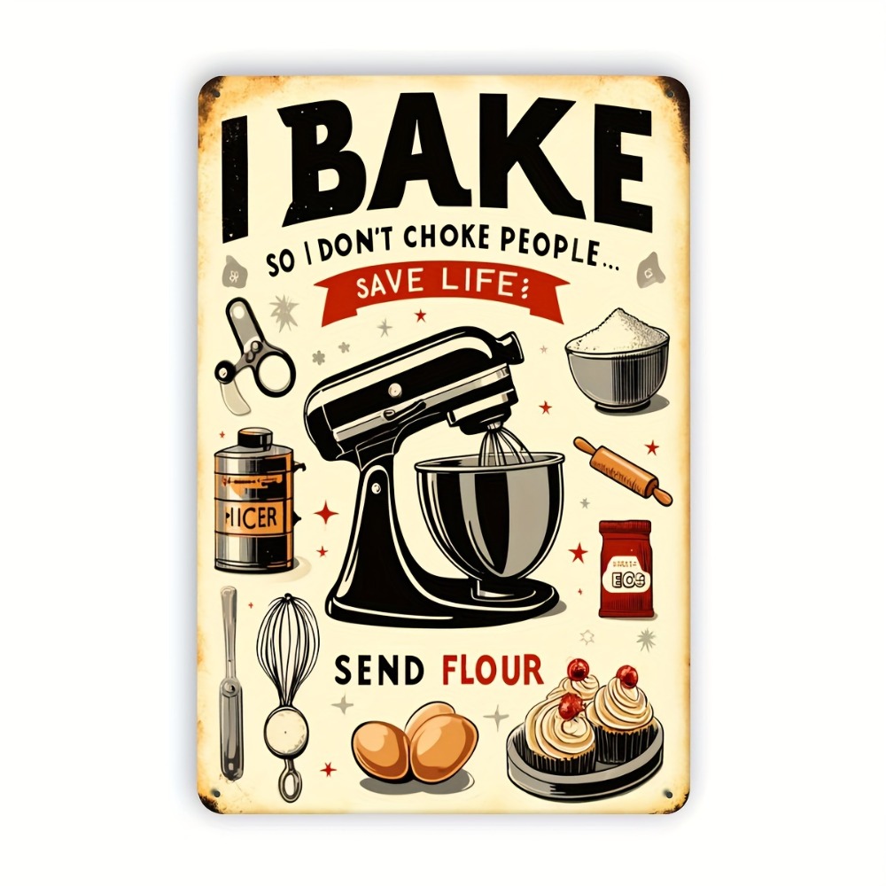 Kitchen Baking Quotes - لافتة معدنية بتصميم كلاسيكي للخبز، مع