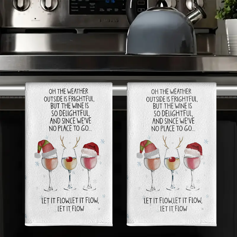 Kitchen Glass Baking Set - قطعتان من فوط المطبخ بشعار إبداعي