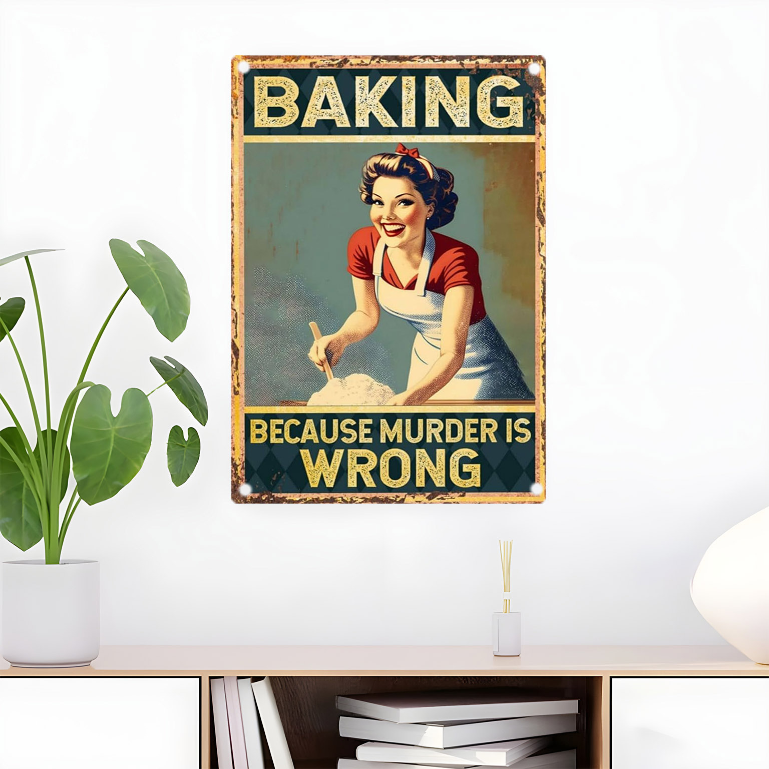 Kitchen Baking Quotes - لافتة معدنية مزخرفة بتصميم عتيق ومضحك