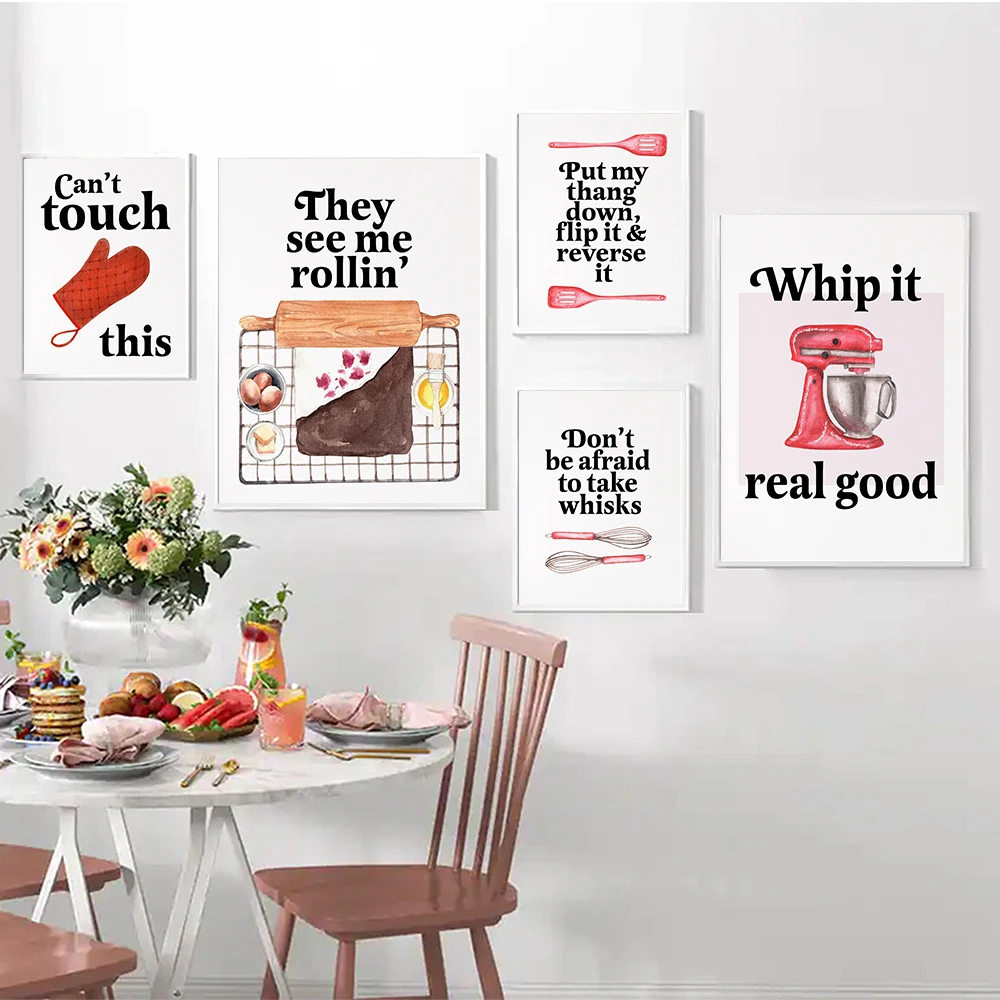لوحة فنية مطبوعة بتصميم مطبخ م - مراجعة Kitchen Baking Quotes وسعره