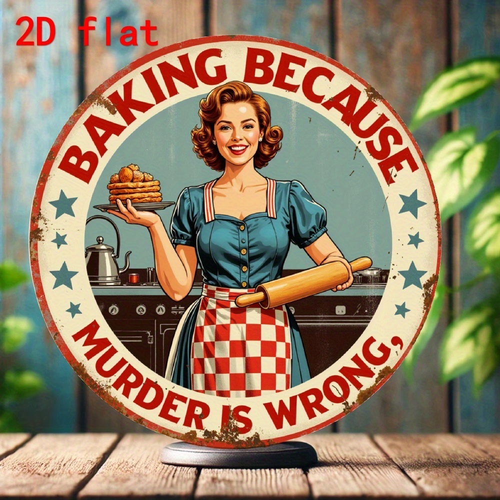 لافتة ألومنيوم مستديرة بتصميم  - مراجعة Kitchen Baking Quotes وسعره