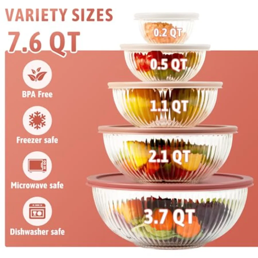 أطقم أوعية زجاجية للخلط مع أغط - مراجعة Kitchen Glass Baking Set وسعره