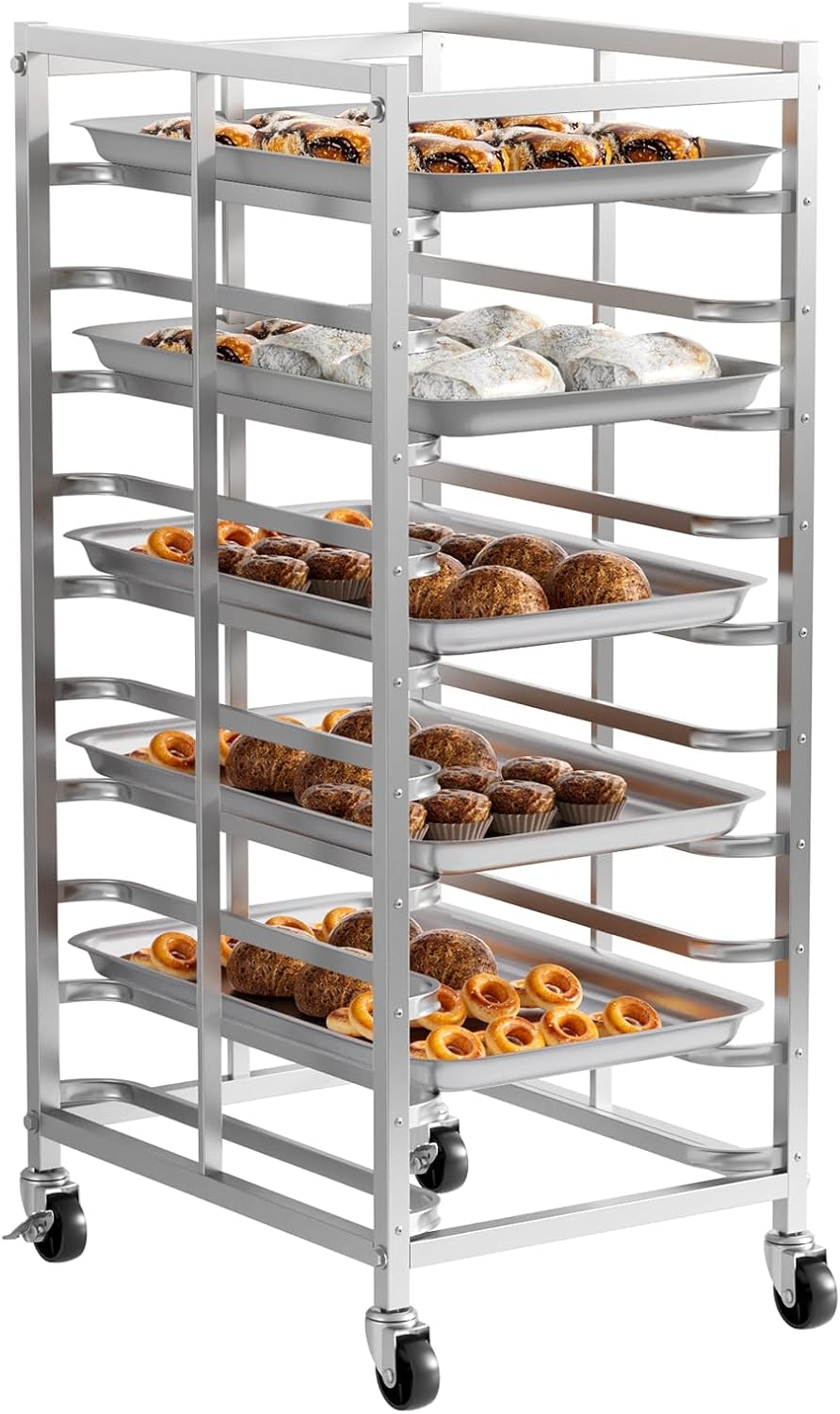 رف خبز تجاري من الفولاذ المقاو - مراجعة Kitchen Baking Trolley وسعره