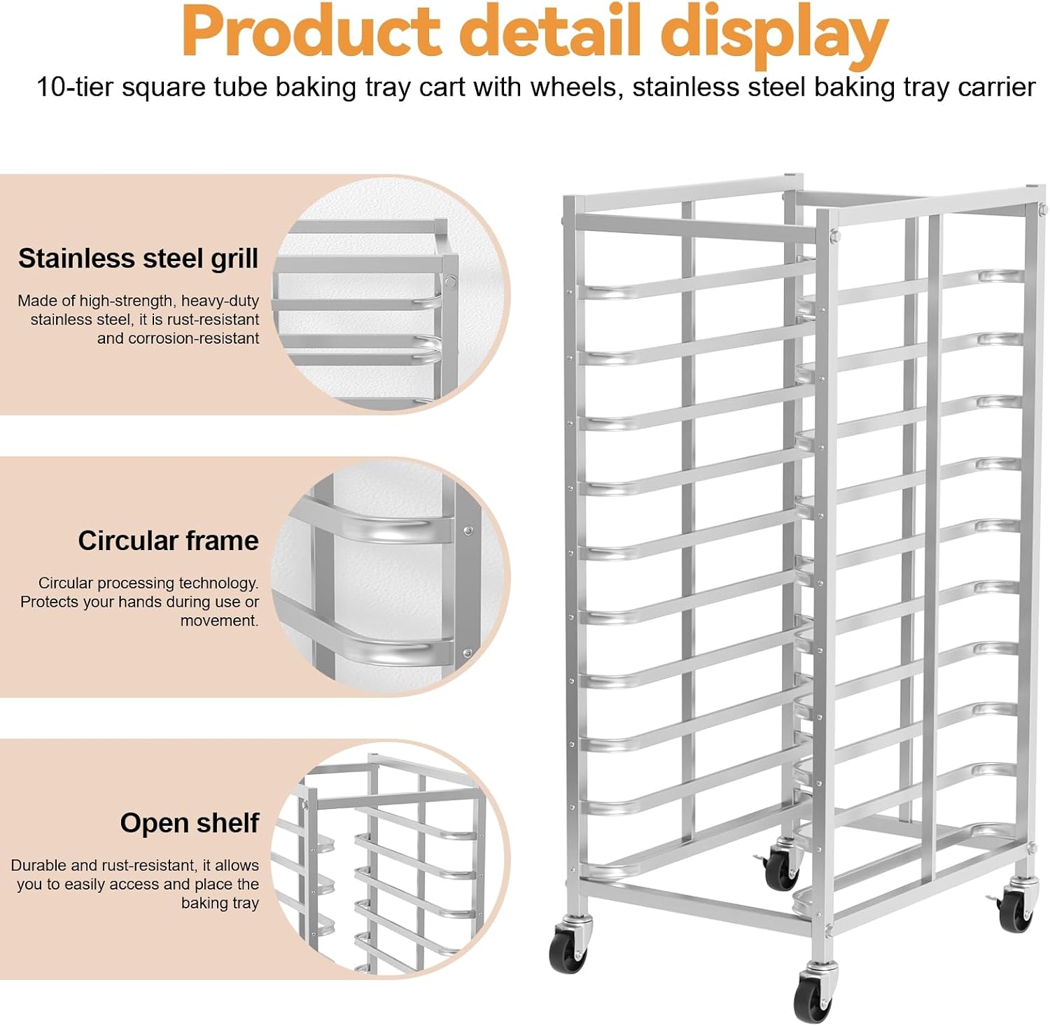 رف خبز تجاري من الفولاذ المقاو - مراجعة Kitchen Baking Trolley وسعره