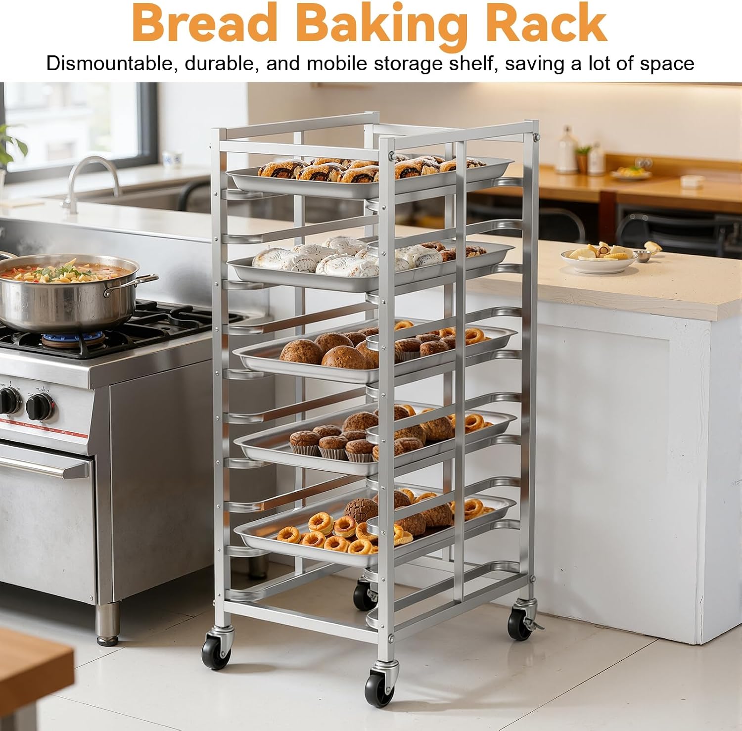 رف خبز تجاري من الفولاذ المقاو - مراجعة Kitchen Baking Trolley وسعره