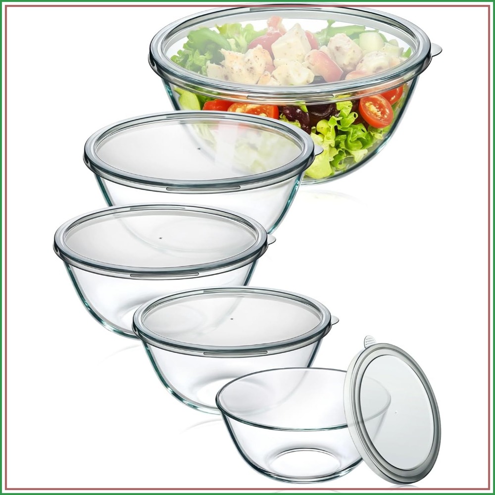 أوعية زجاجية للخلط مع أغطية، م - مراجعة Kitchen Glass Baking Set وسعره