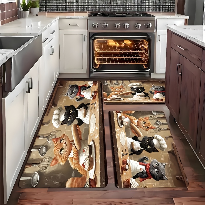 سجادة مطبخ طويلة بتصميم قطة ال - مراجعة Kitchen Living Baking Mats وسعره