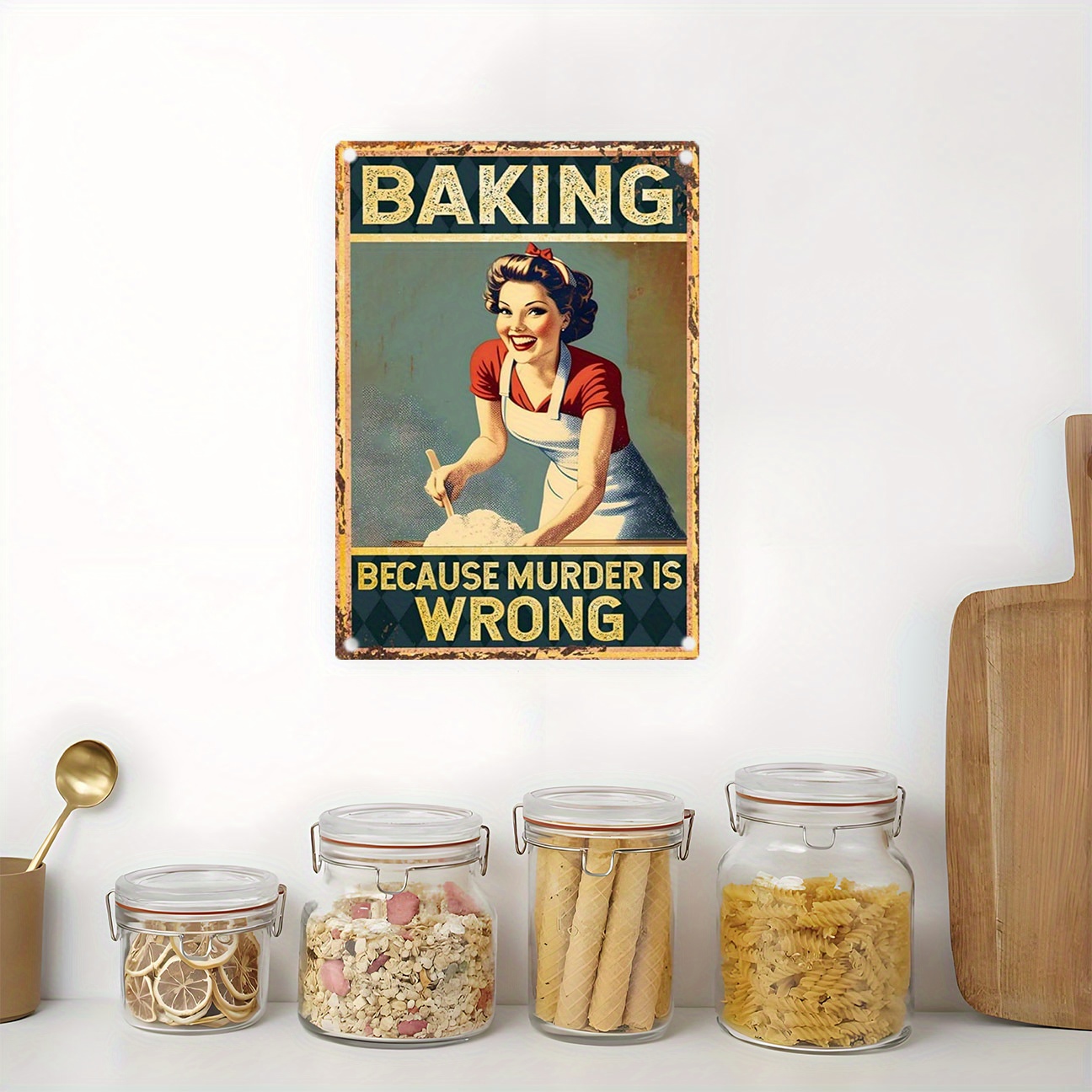 لافتة معدنية مزخرفة بتصميم عتي - مراجعة Kitchen Baking Quotes وسعره