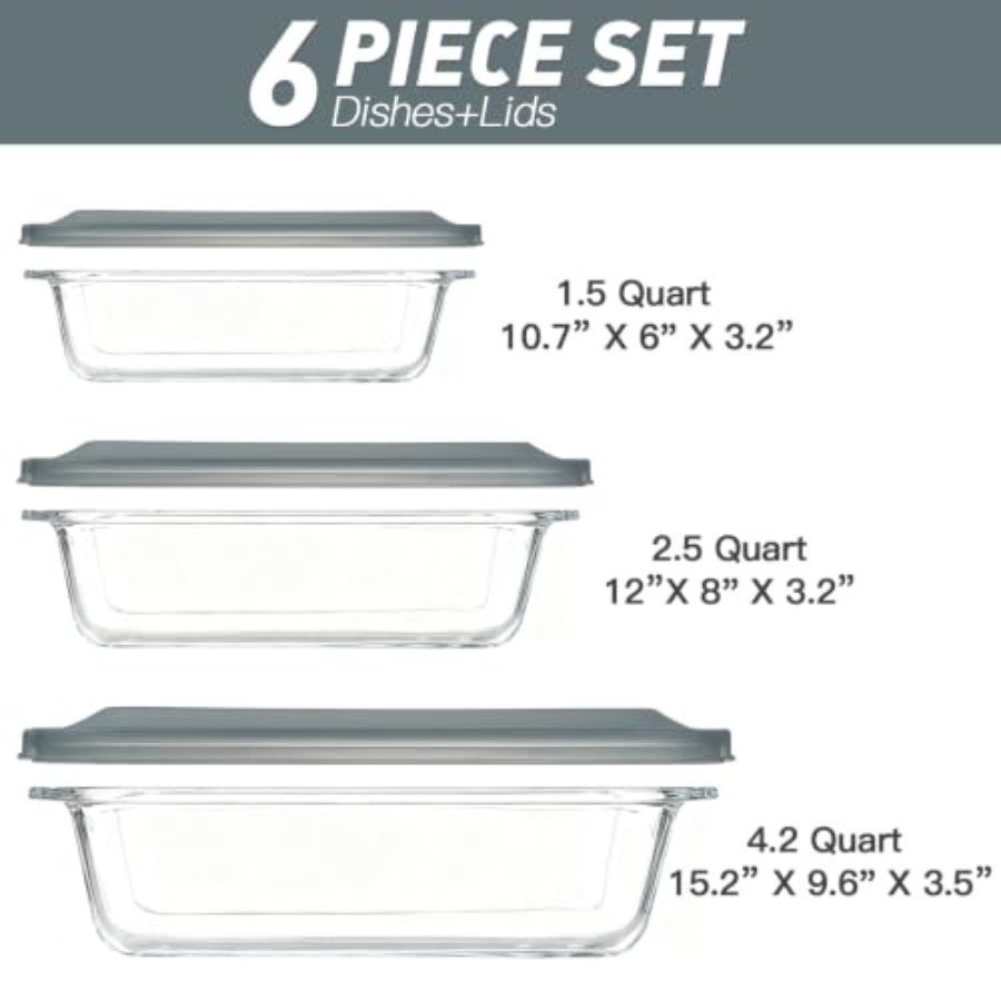 طقم أطباق خبز زجاجية عميقة جدً - مراجعة Kitchen Glass Baking Set وسعره